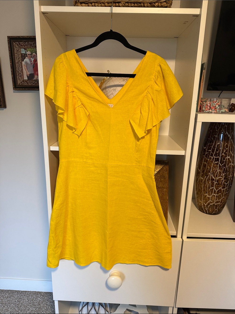a new day Bright Yellow V-Neck Ruffle Sleeve Mini Dress